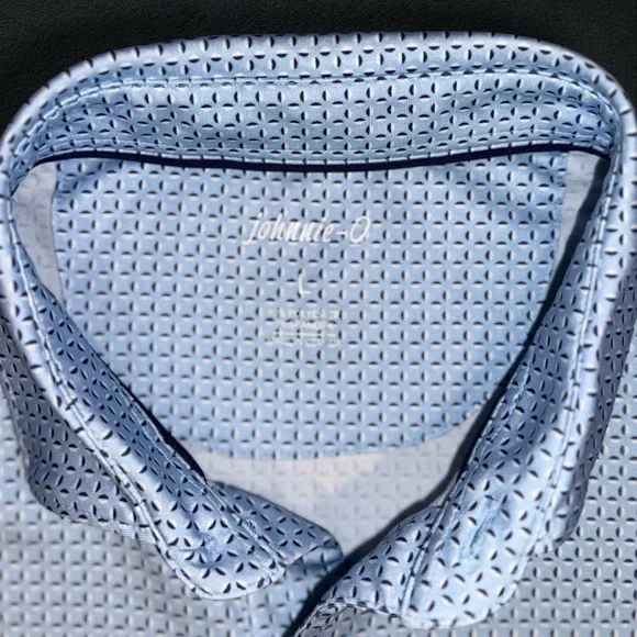 Johnnie-O Performance Golf Polo Shirt Men’s L Blue Micro Print Stretch - Picture 10 of 13